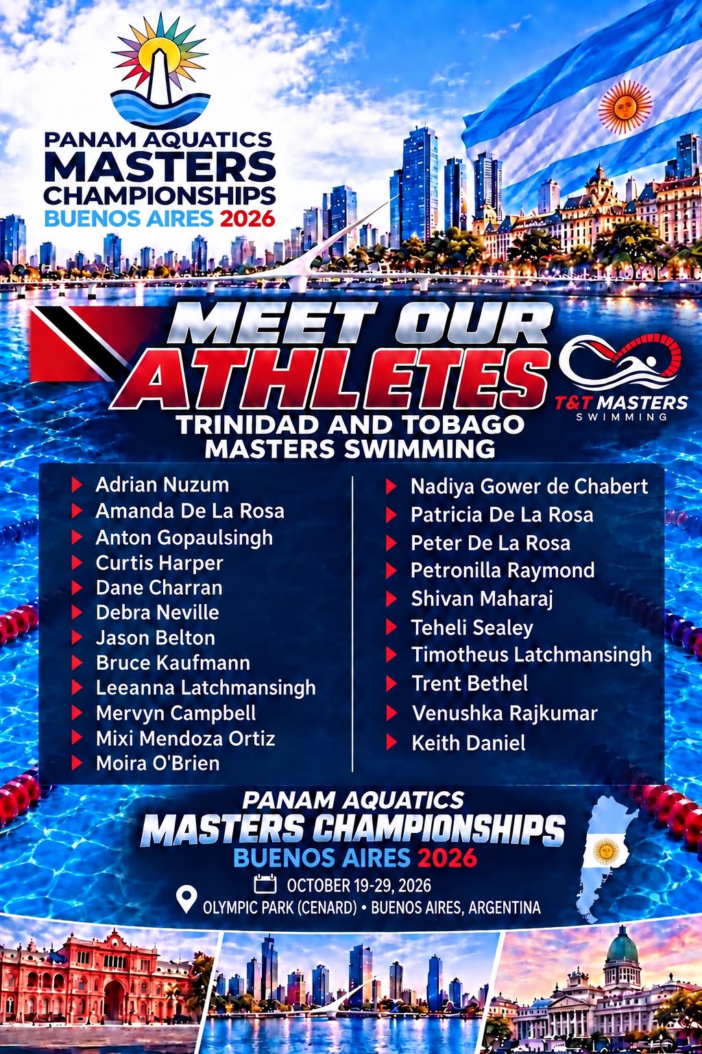 Meet our athletes – full list of the Trinidad and Tobago Masters Swimming team