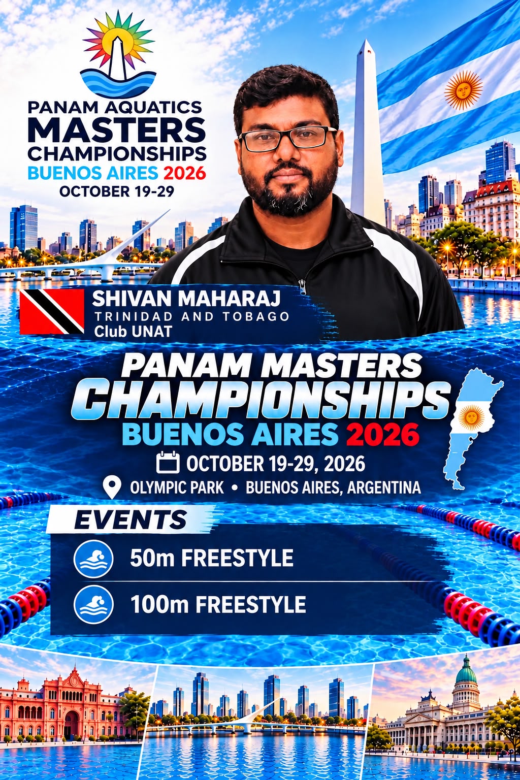 Shivan Maharaj – PanAm Aquatics Masters Championships 2026 athlete poster