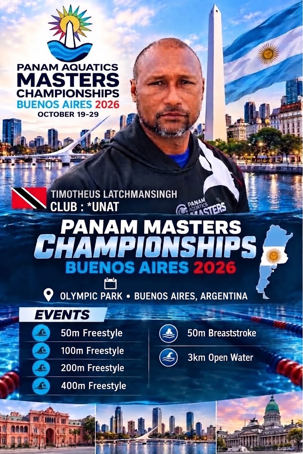 Timotheus “Timmy” Latchmansingh – PanAm Aquatics Masters Championships 2026 athlete poster